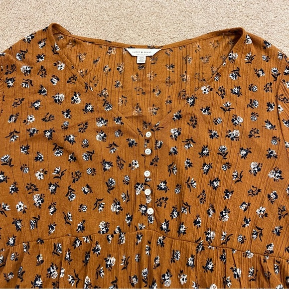 Lucky Brand Floral Blouse Long Sleeve Shirt Size Large Boho Top Spring Summer - Picture 3 of 9